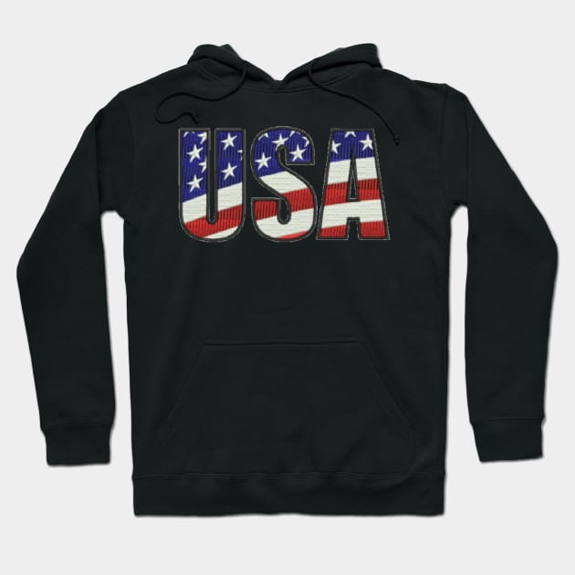 USA Embroidered Font Hoodie by anacarminda